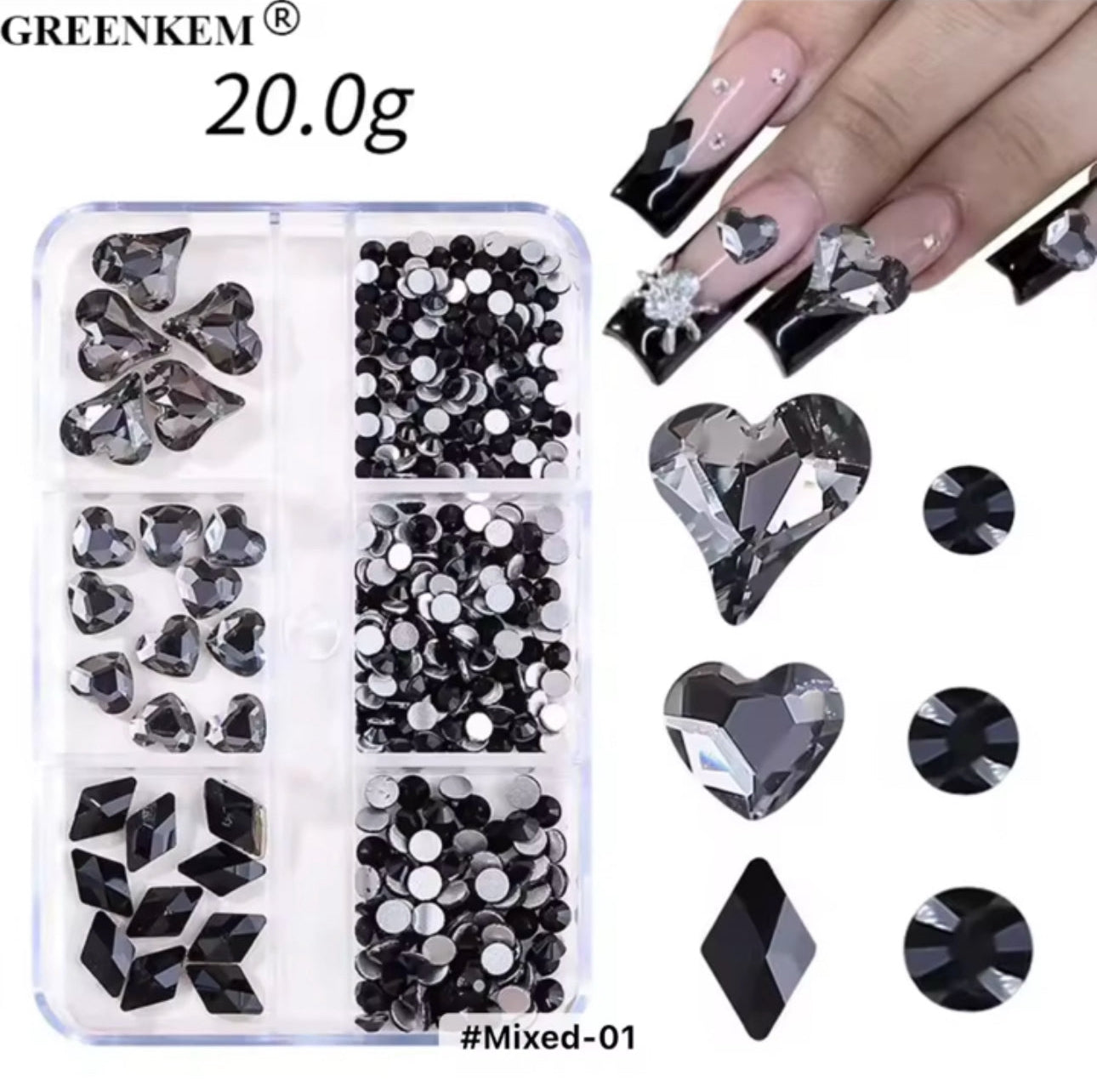 Rhinestone Assorted 6 Grid Pack