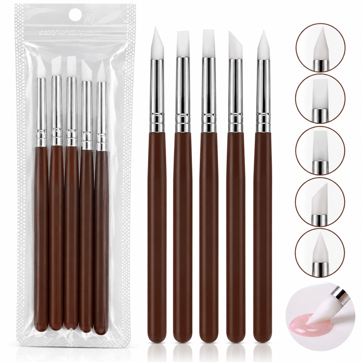 Brown Silicone Brush Set