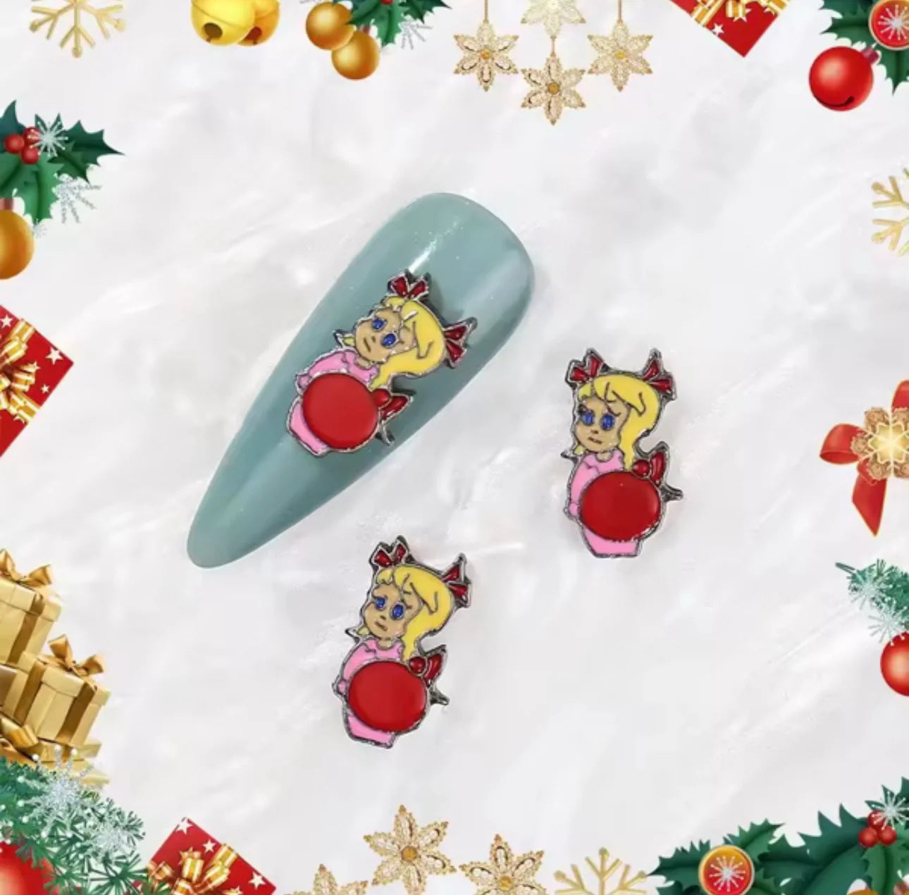 The Grinch Christmas Nail Charms 2pc per Pack