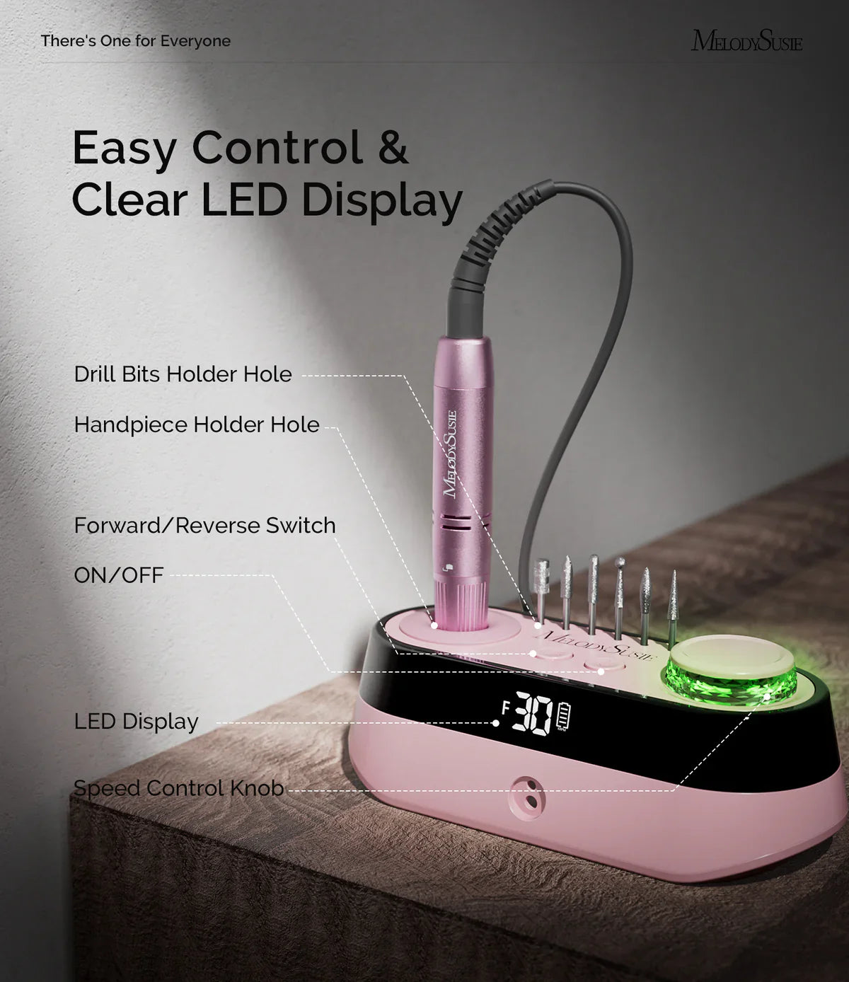 MelodySusie SC320A Desktop Multifunctional Rechargeable Nail Drill 30,000RPM