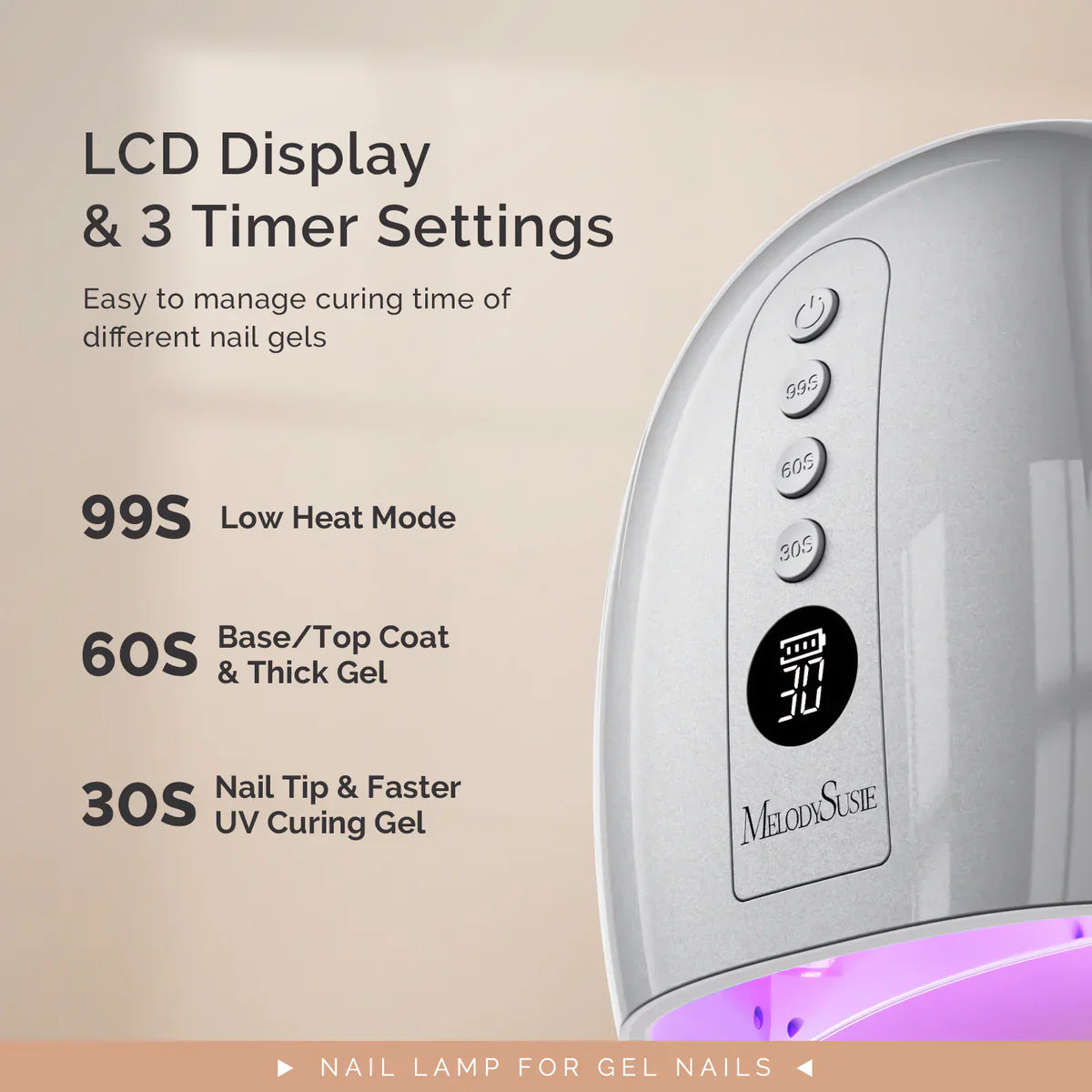 MelodySusie P-PLUS30GT Rechargeable Cordless UV/LED Nail Lamp