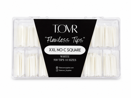 Take Over White XXL NO C Square Nail Tips 500pc