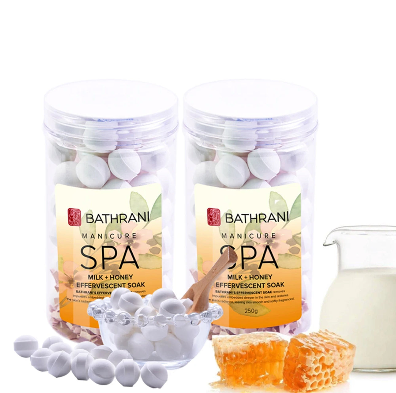 BATHRANI Manicure Effervescent Soak Milk & Honey 250g