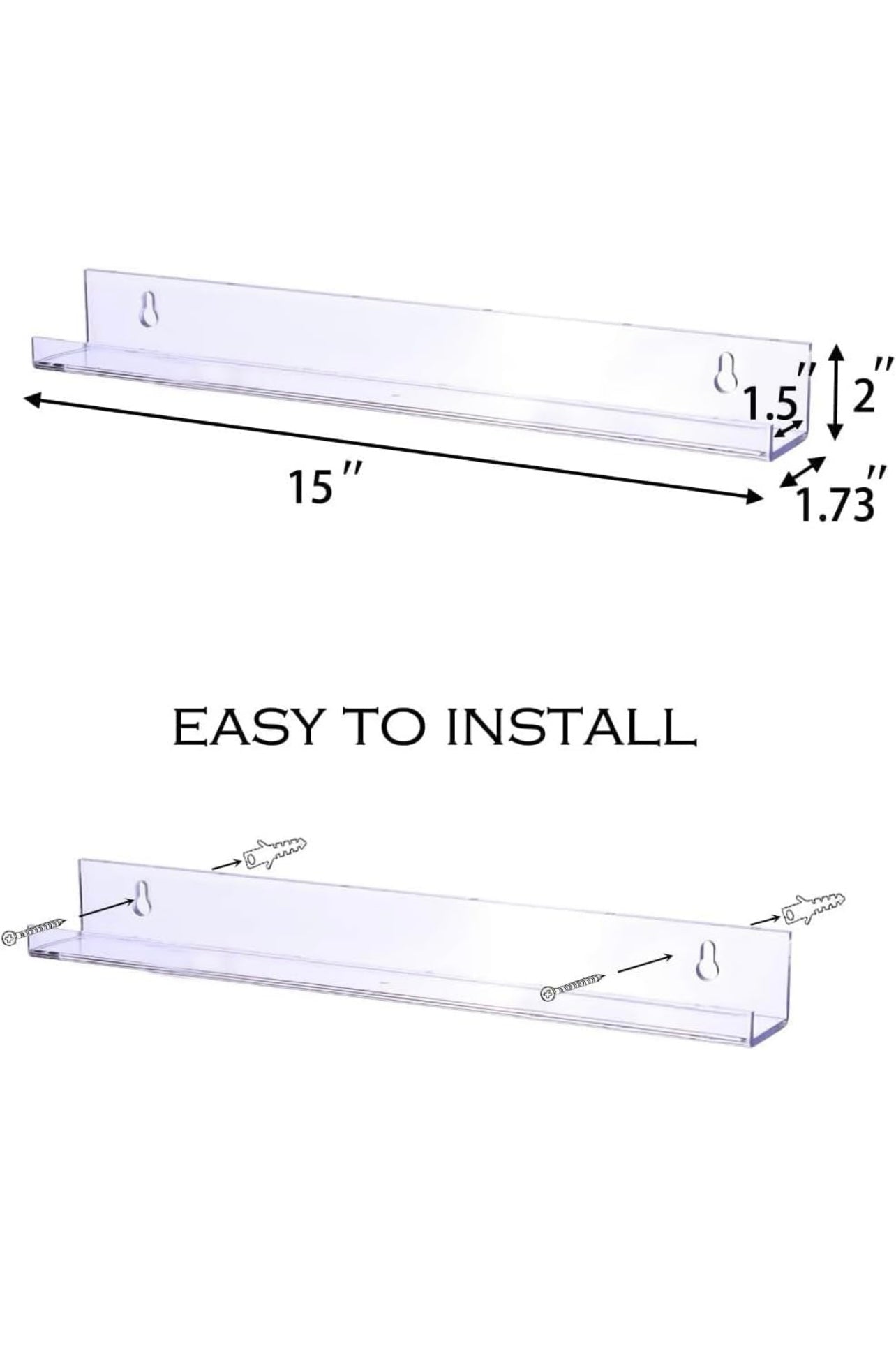 Acrylic Wall Shelves 6 pack 15 inch.