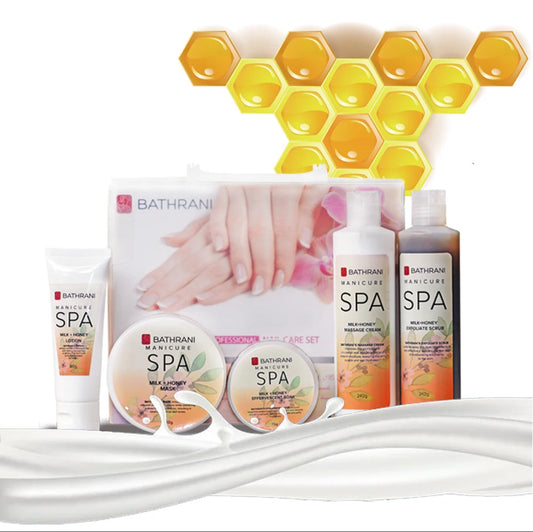 BATHRANI Manicure/Pedicure 5pc Step Set “Milk & Honey Scent”