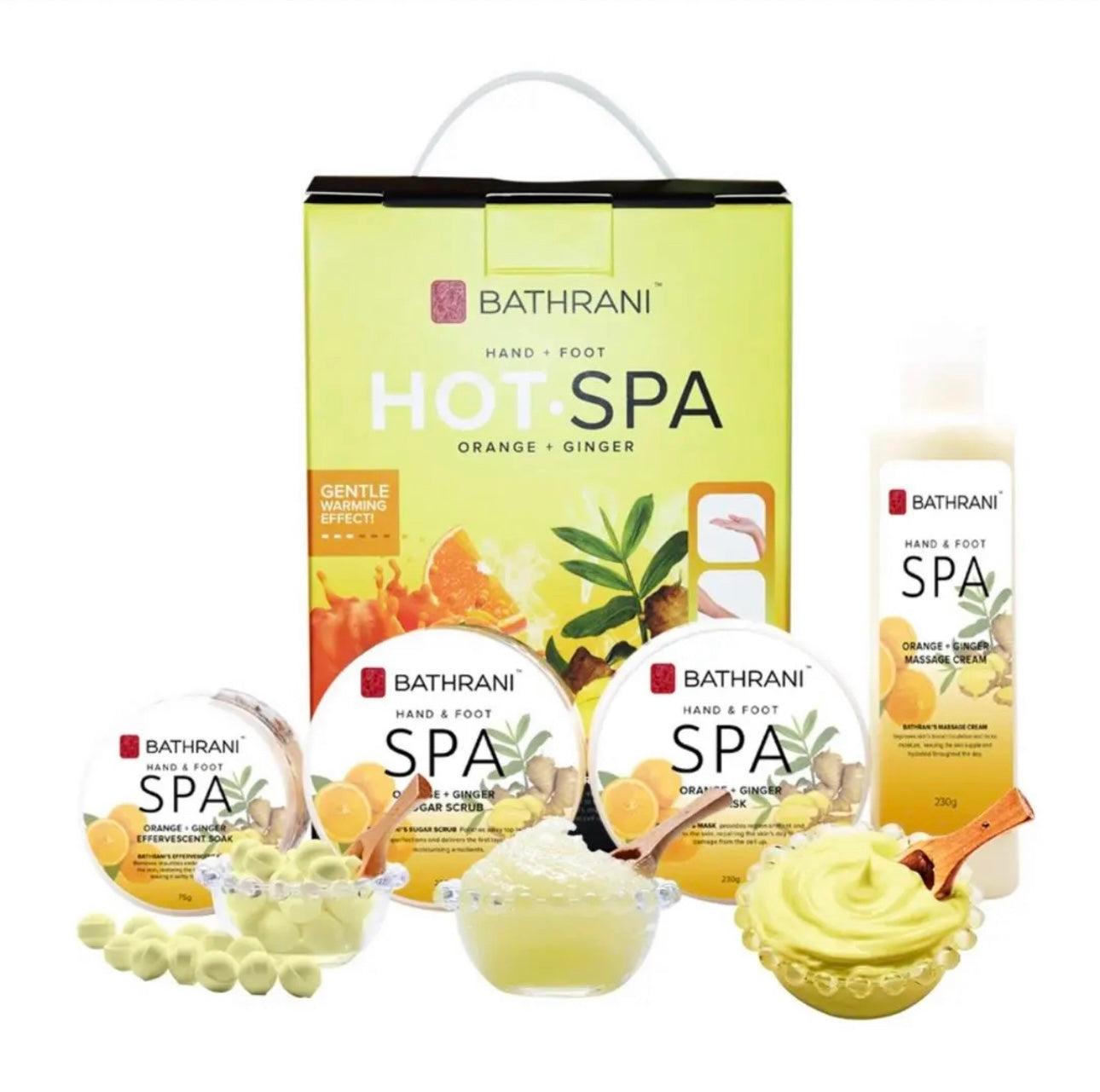 BATHRANI Hot Spa Hand & Foot 4pc Set “Orange & Ginger Scent”