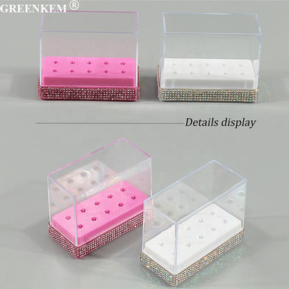 Diamond 10 Holes Nail Drill Bits Storage Box