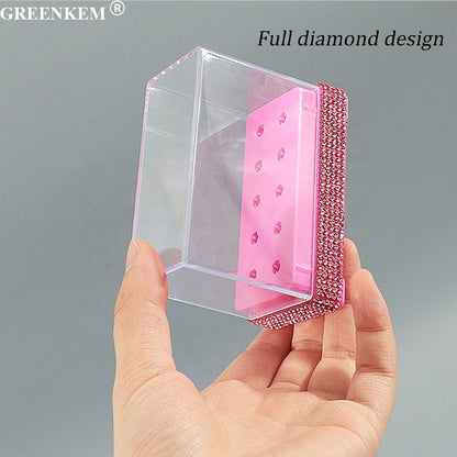 Diamond 10 Holes Nail Drill Bits Storage Box