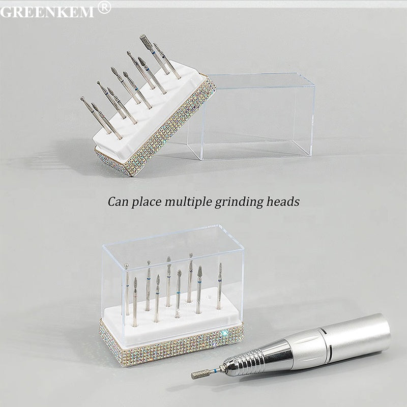 Diamond 10 Holes Nail Drill Bits Storage Box