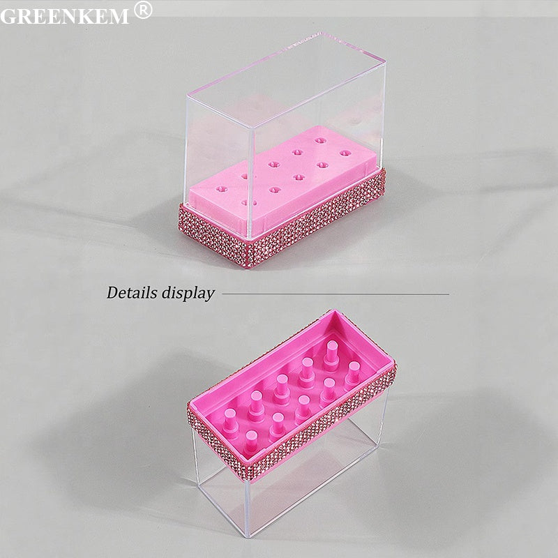 Diamond 10 Holes Nail Drill Bits Storage Box