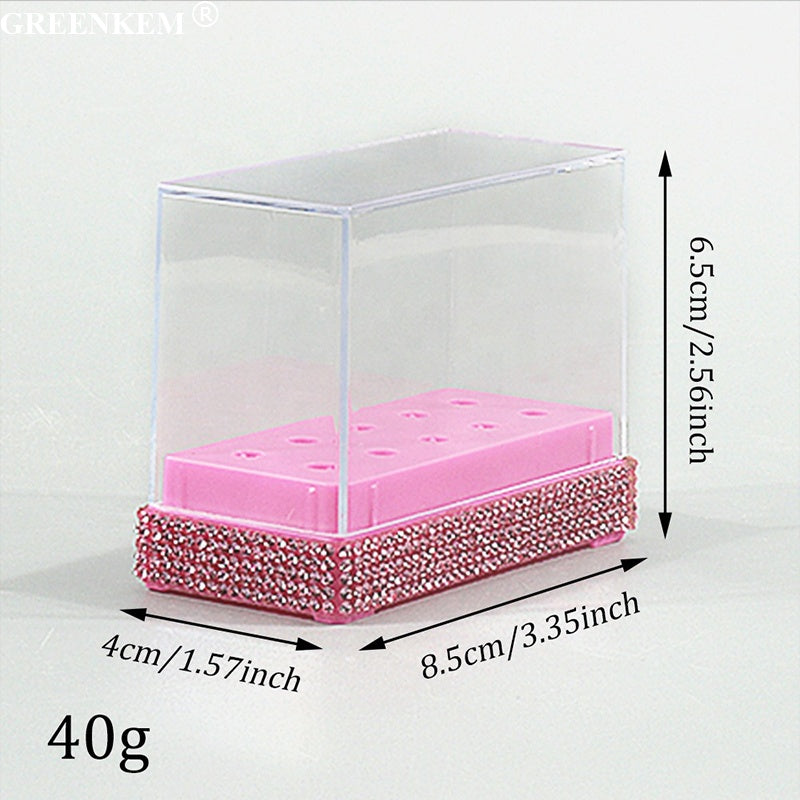 Diamond 10 Holes Nail Drill Bits Storage Box