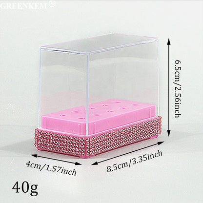 Diamond 10 Holes Nail Drill Bits Storage Box