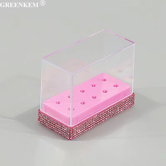 Diamond 10 Holes Nail Drill Bits Storage Box