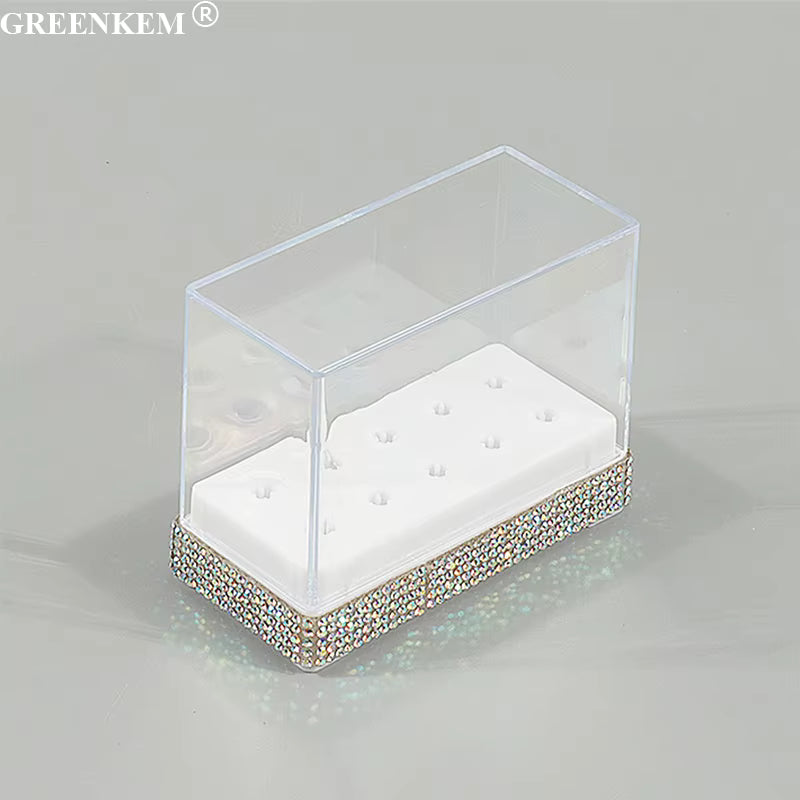 Diamond 10 Holes Nail Drill Bits Storage Box