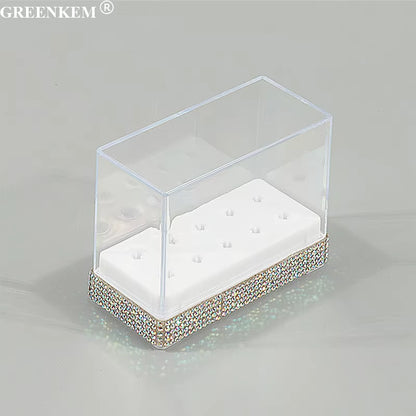 Diamond 10 Holes Nail Drill Bits Storage Box