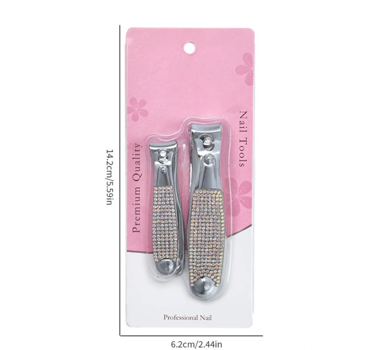 Rhinestone Nail Clipper 2pc Set