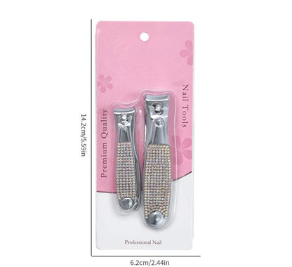 Rhinestone Nail Clipper 2pc Set