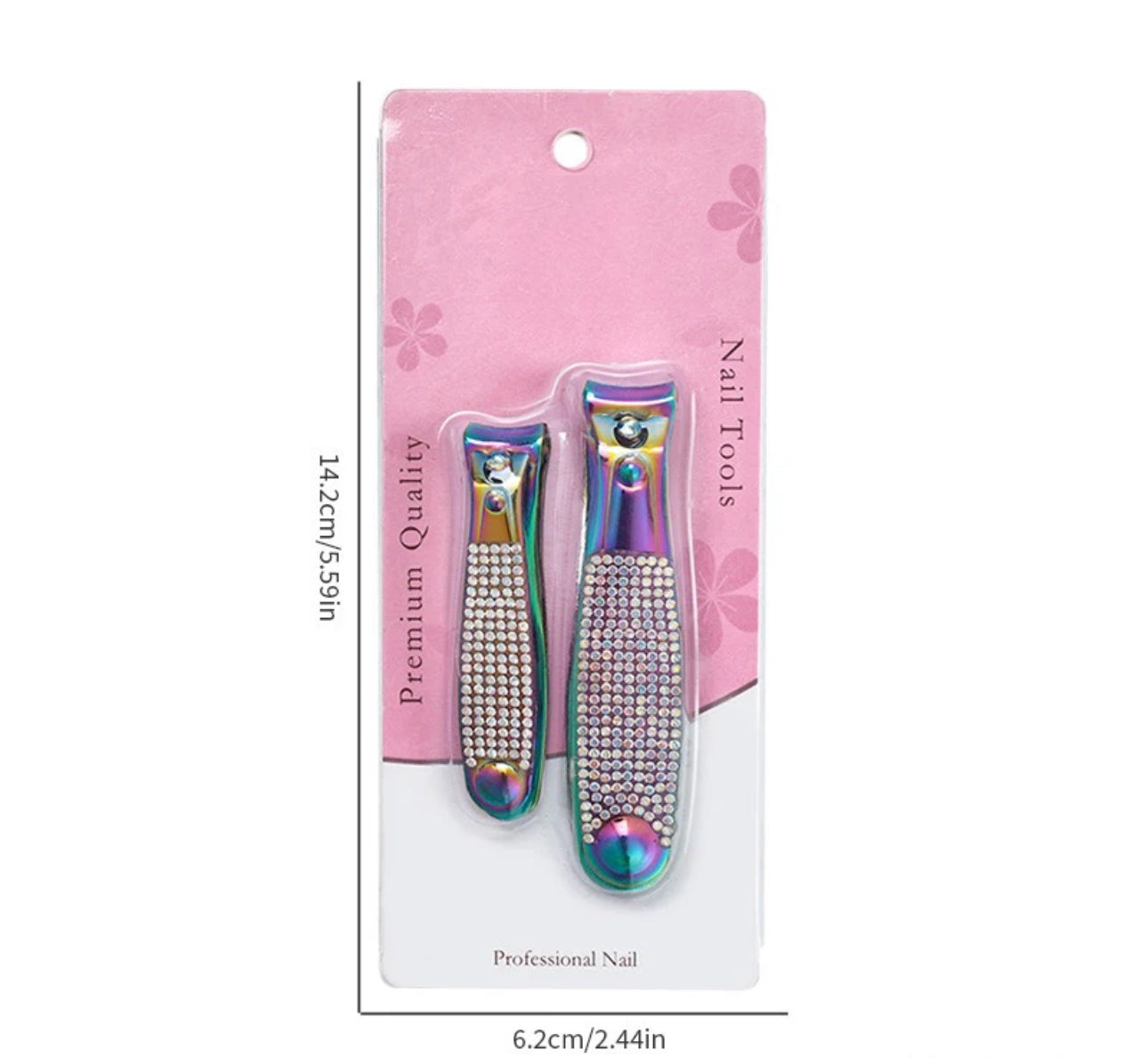 Rhinestone Nail Clipper 2pc Set