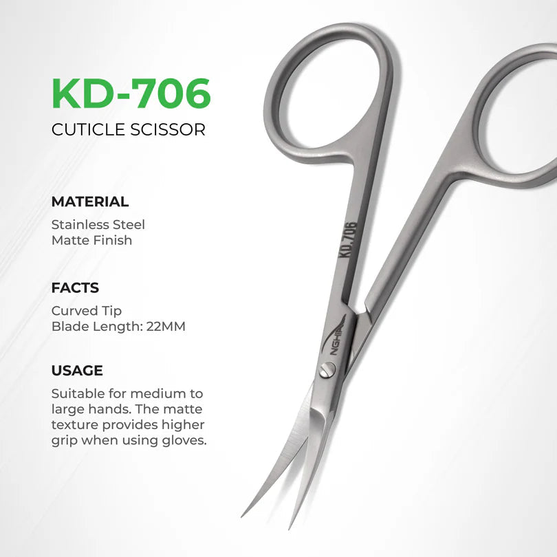 NGHIA Cuticle Scissors KD.706 /99mm (Stainless Steel)