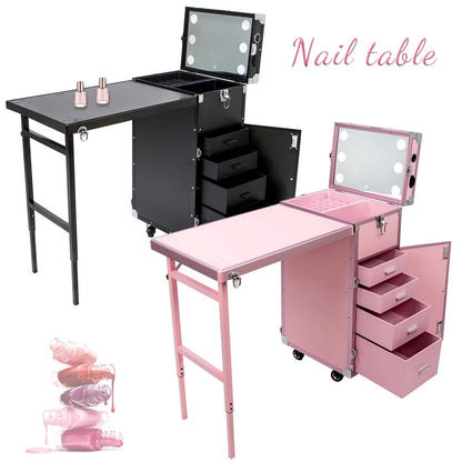 Portable Travel Table With Bluetooth Speaker & LED Light