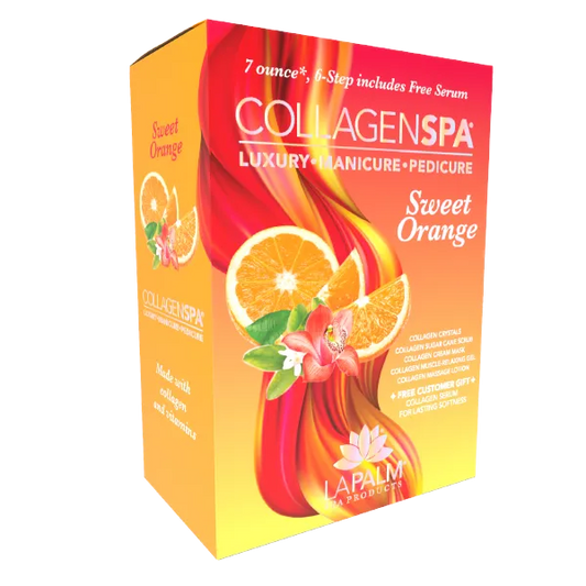 LA PALM COLLAGEN SPA Luxury Manicure & Pedicure 7 Step + Bomber Included “Sweet Orange”