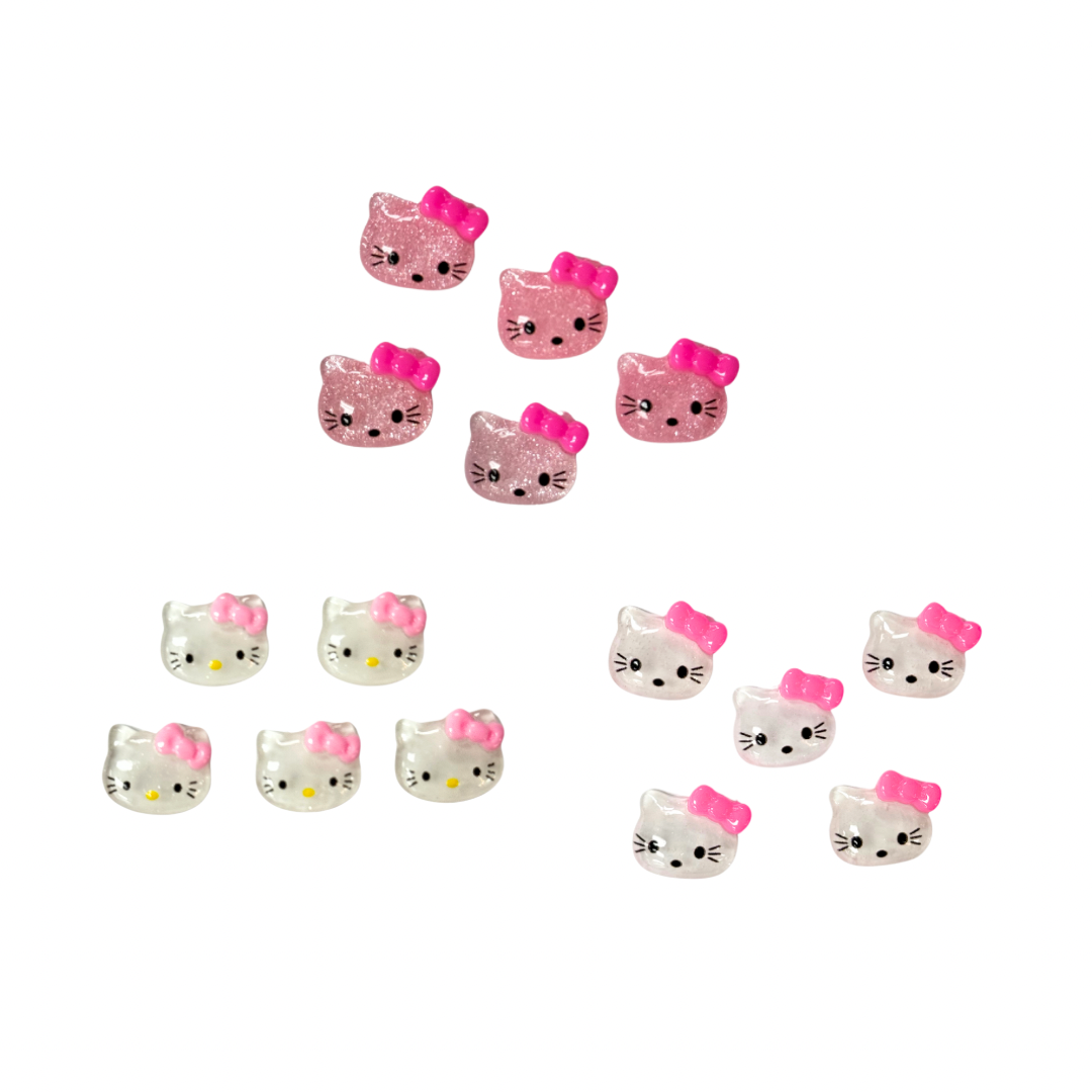 Hello Kitty Head Nail Charms 5pc
