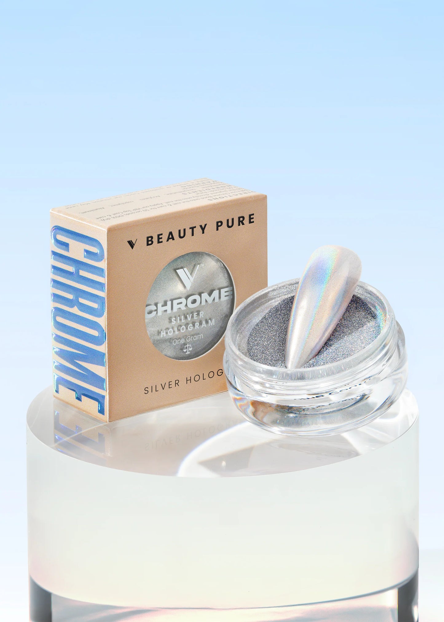 V BEAUTY PURE CHROME POWDER - SILVER HOLOGRAM