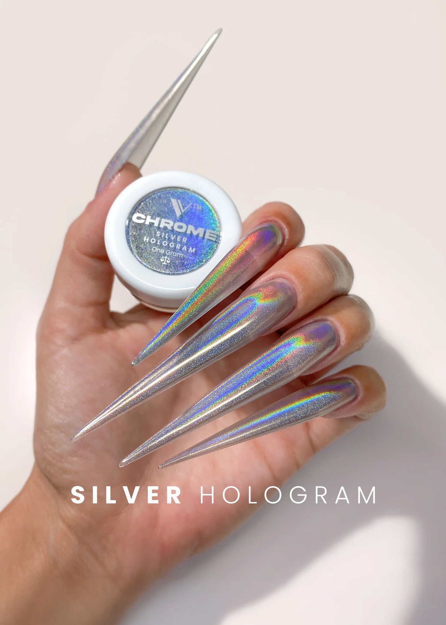 V BEAUTY PURE CHROME POWDER - SILVER HOLOGRAM