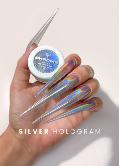 V BEAUTY PURE CHROME POWDER - SILVER HOLOGRAM