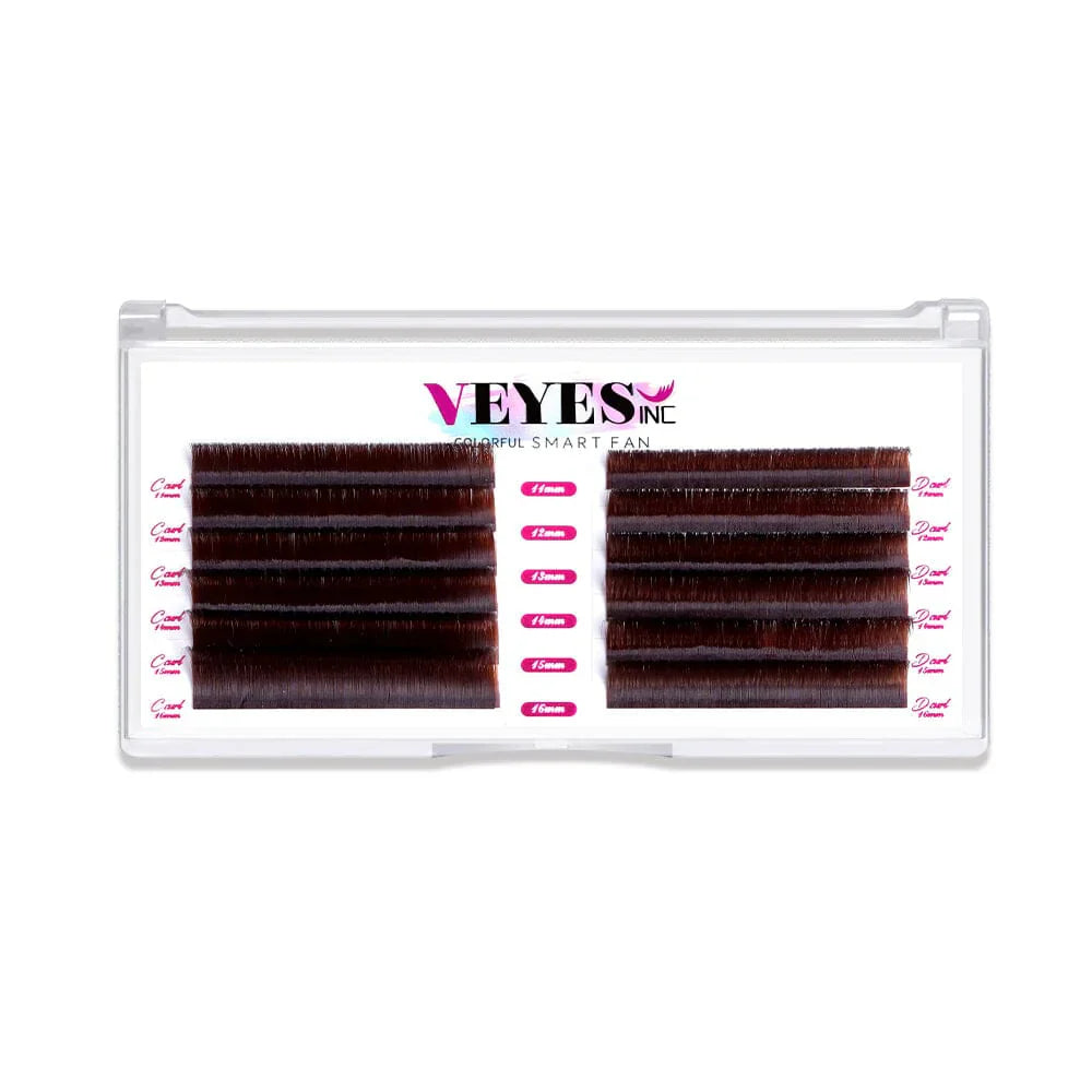Veyes Brown Self Fanning Lash Extensions (two curls per tray)