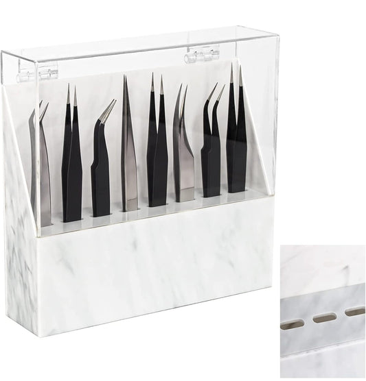 White Marble Tweezer Storage Box