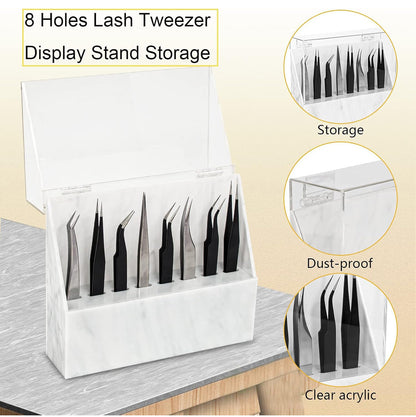 White Marble Tweezer Storage Box