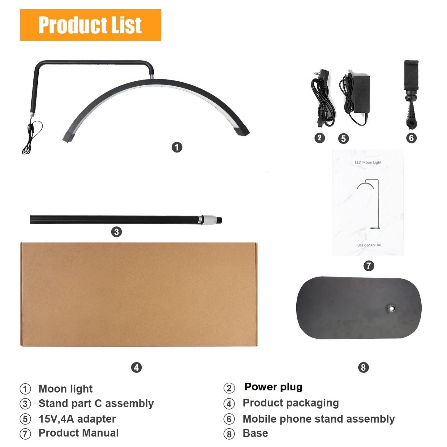 Half Moon Diamond LED Lamp with Stand For Lashes