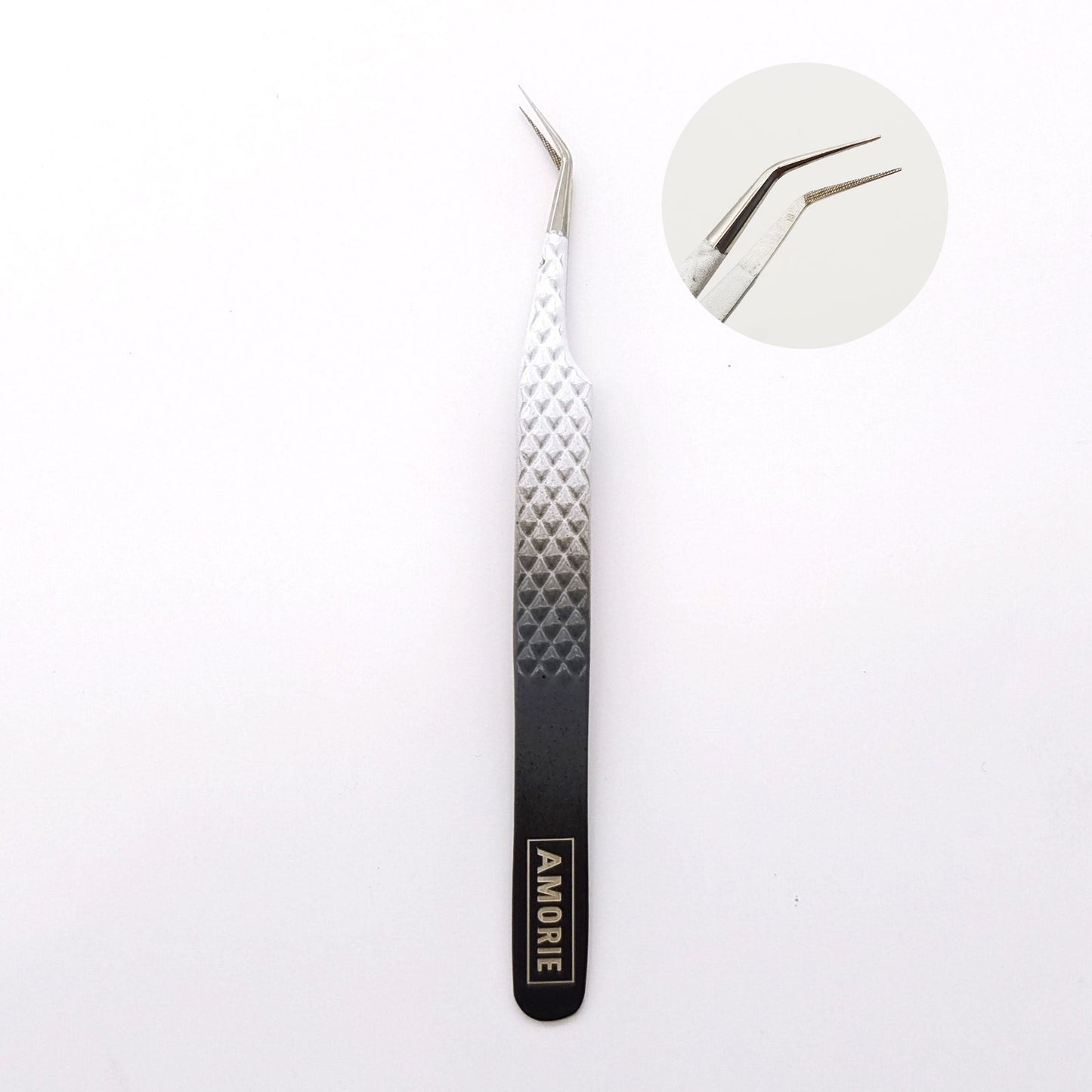 Amorie Fiber Tip -Angle Needle Nosed Tweezer  (E05)