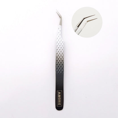 Amorie Fiber Tip -Angle Needle Nosed Tweezer  (E05)