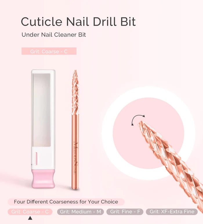 MelodySusie Tungsten Carbide Safety Under Nail Cleaner Nail Drill Bit Rose Gold
