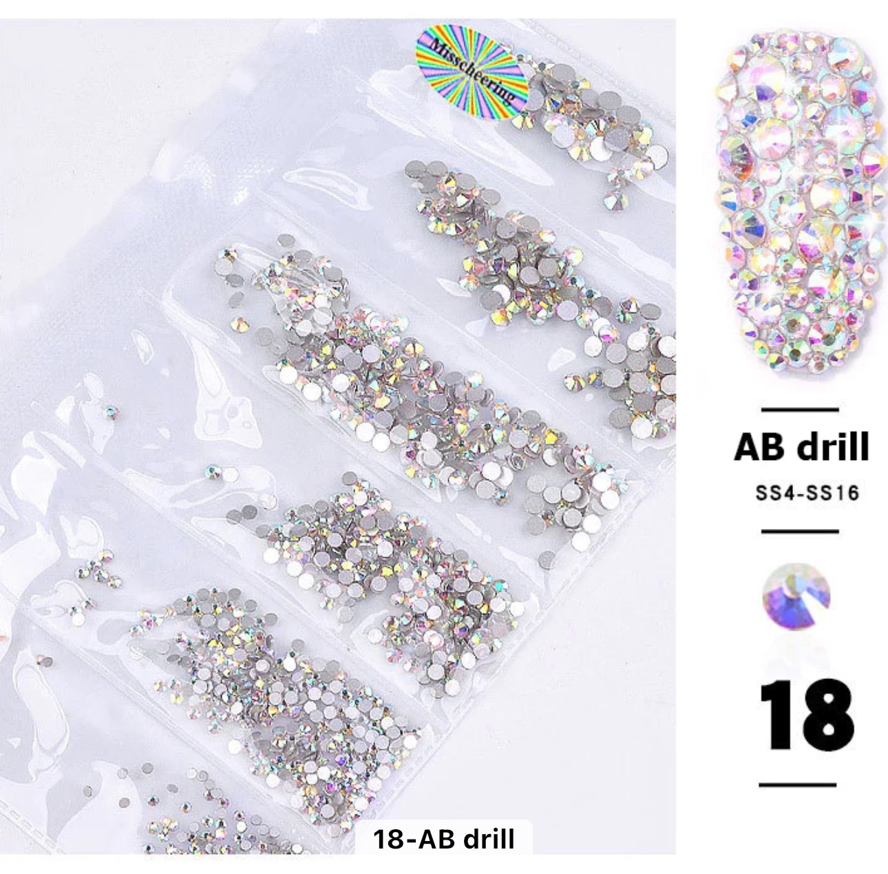 Nail Rhinestones Mixed Sizes 1728pc
