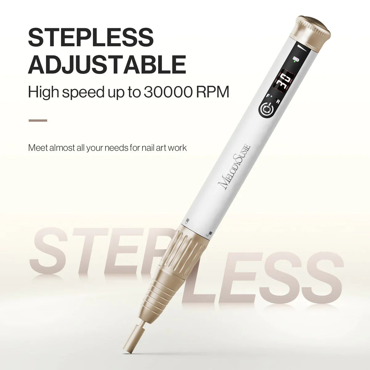 MelodySusie SP1-Cordless & Stepless Speed Nail Drill 30000 RPM