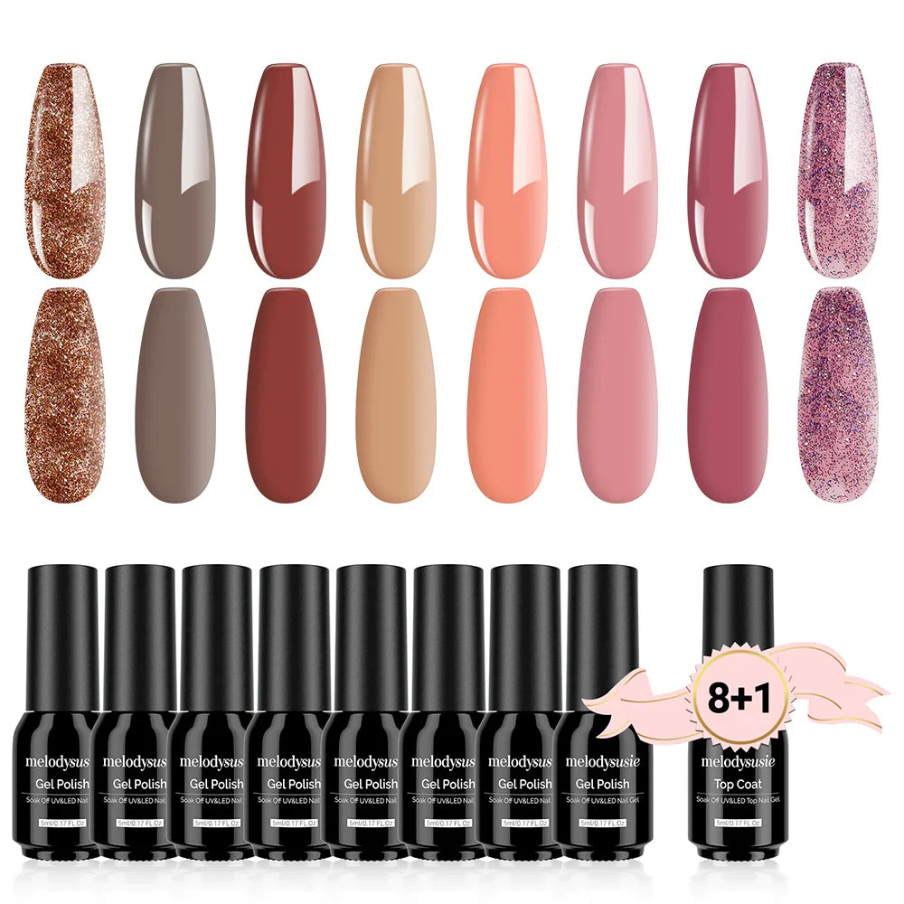 MelodySusie Nude Revolution 8+1 Gel Nail Polish Kit