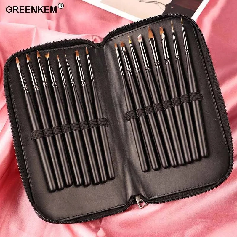Art Brush Set with Zipper Case 16pc