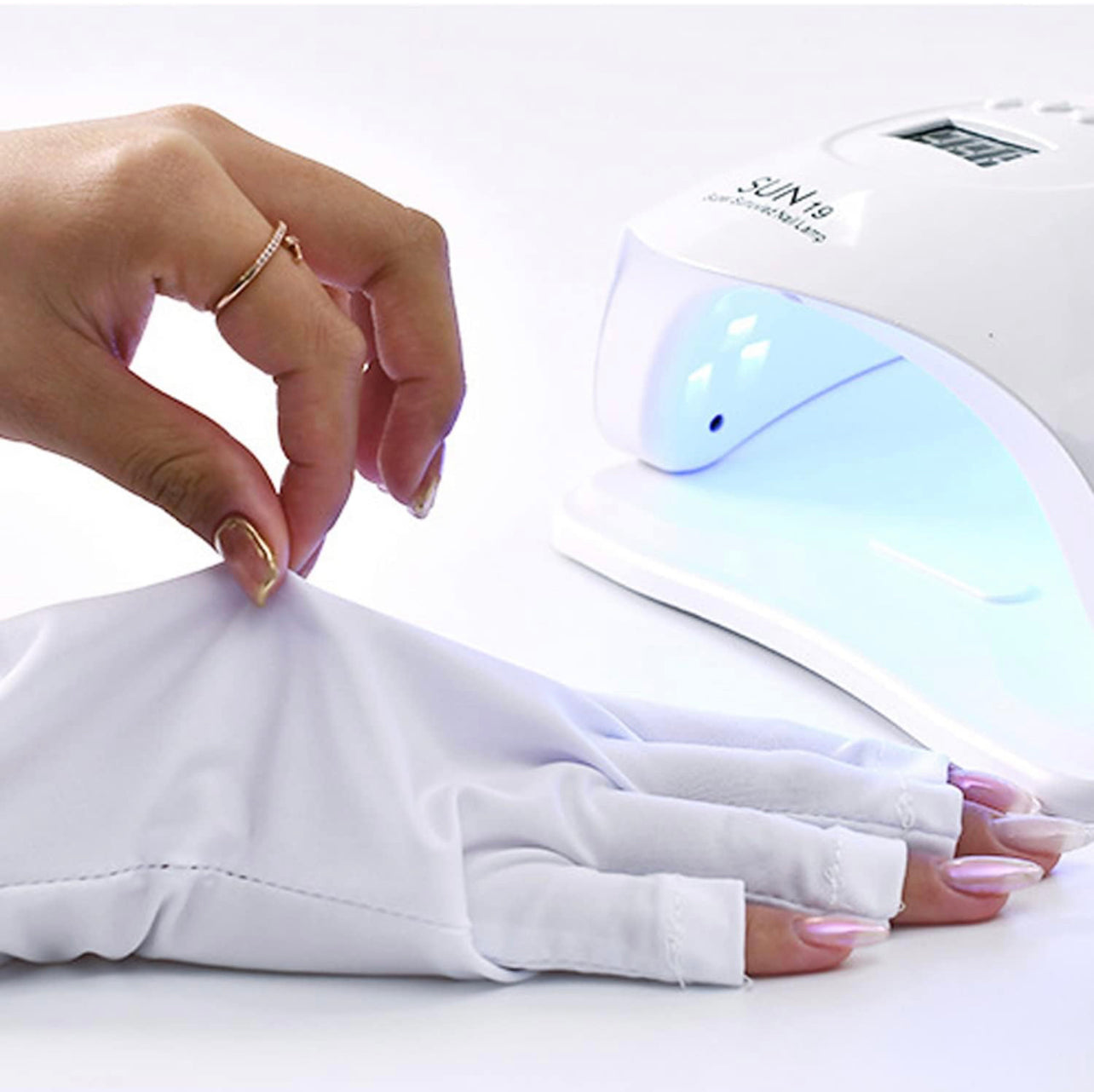 White UV LED Gloves