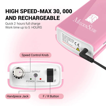 MelodySusie ARTEMIS-Rechargeable Nail Drill 30,000 RPM
