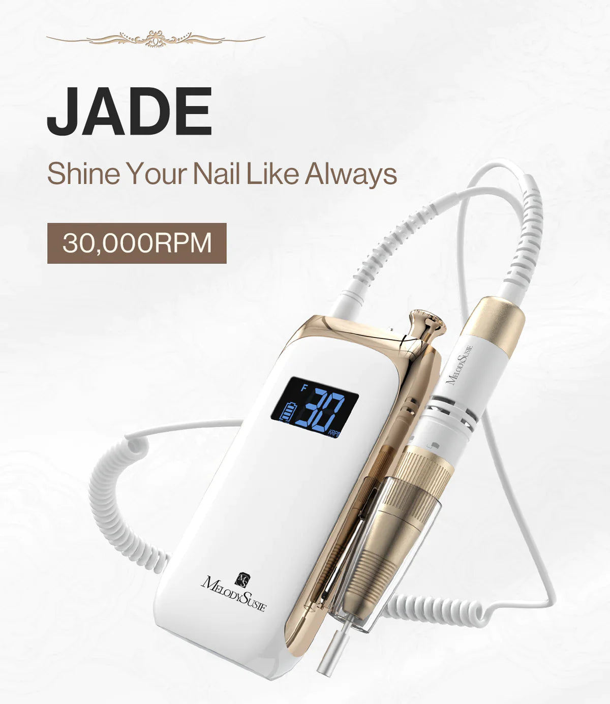MelodySusie Jade(SC320C)-Rechargeable Nail Drill 30,000RPM