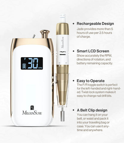 MelodySusie Jade(SC320C)-Rechargeable Nail Drill 30,000RPM