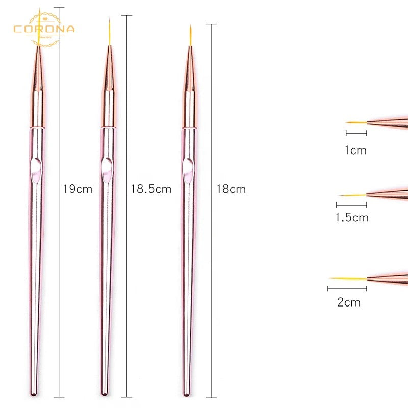 Rose Gold Art Brush Set 3Pcs