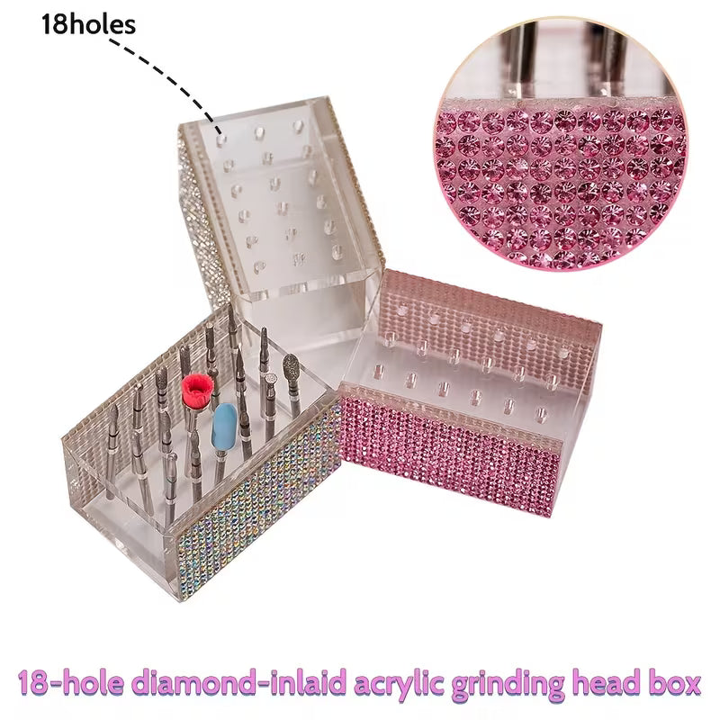 18-Hole Rhinestone Nail Drill Bit Holder